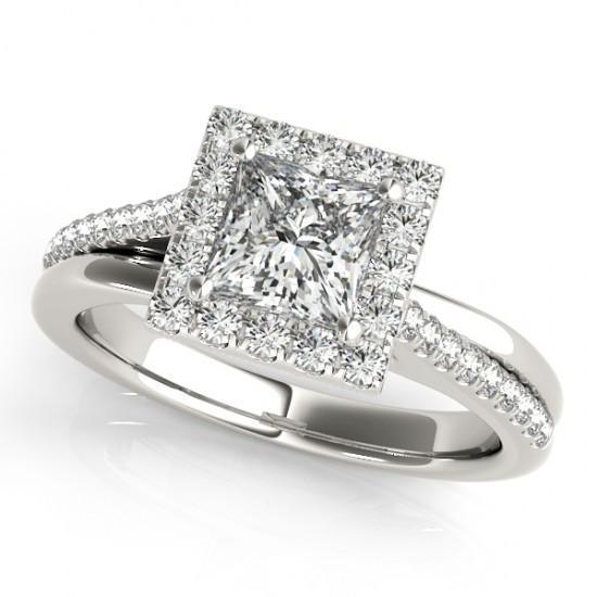 Picture of Harry Chad Enterprises 10297 1.50 CT White Gold 14K Halo Diamonds Solitaire with Accents Wedding Ring