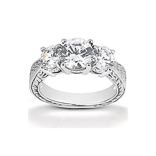 Picture of Harry Chad Enterprises 1756 3 CT Diamond Three Stone Engagement White Gold Ring