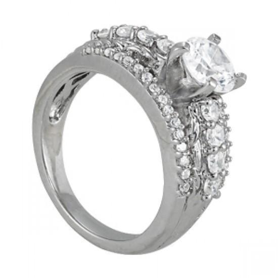 Picture of Harry Chad Enterprises 11304 2.50 CT Diamonds Wedding Fancy Solitaire Ring with Accents - White Gold