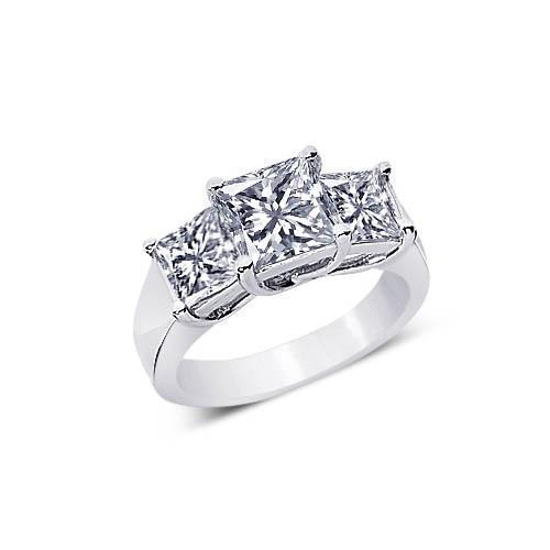 Picture of Harry Chad Enterprises 13039 2.51 CT 3 Stone Princess Diamonds Antique Style Engagement Ring