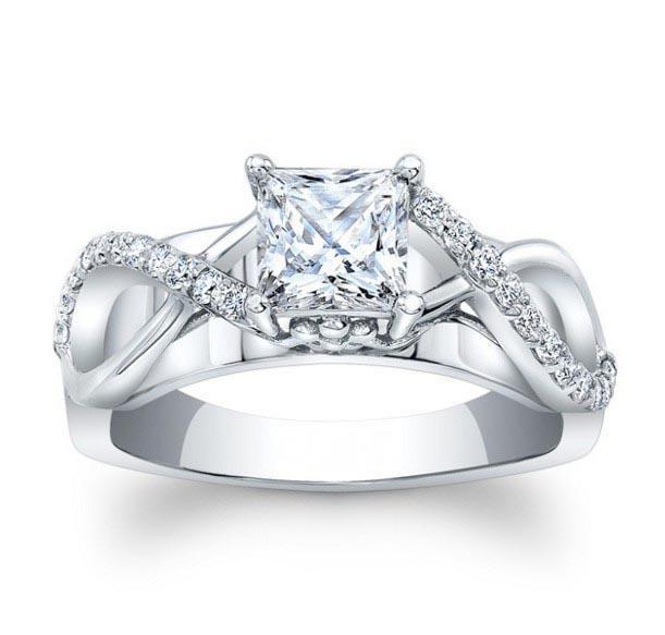 Picture of Harry Chad Enterprises 21533 2.00 CT Solitaire with Accent 14K White Gold Princess Cut Diamond Engagement Ring