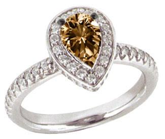 HC13064 2.01 CT Champagne Diamond Ring Engagement Pear Shape - Color G - VS1 & VVS1 Clarity