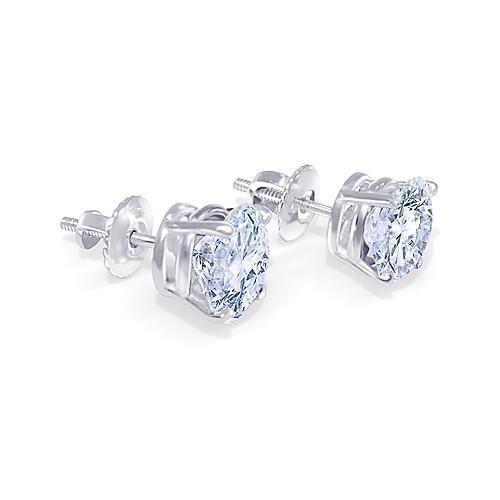 2222 1.80 CT Round Cut Diamond G SI1 Stud Pair Earring - 14K White Gold