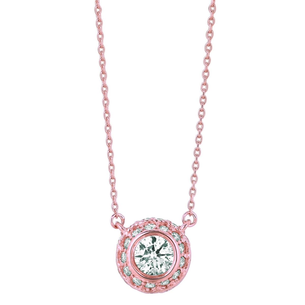 Picture of Harry Chad Enterprises 16320 1 CT Diamond Pendant Necklace - 14K Pink