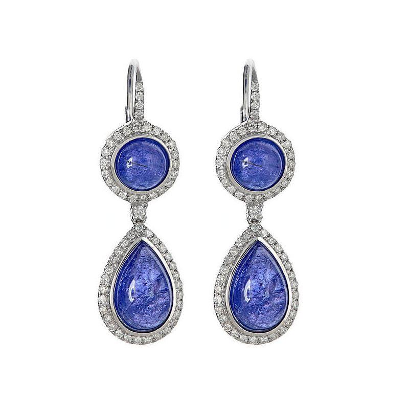 13.76 CT Tanzanite Dangle Earrings - 14K White Gold