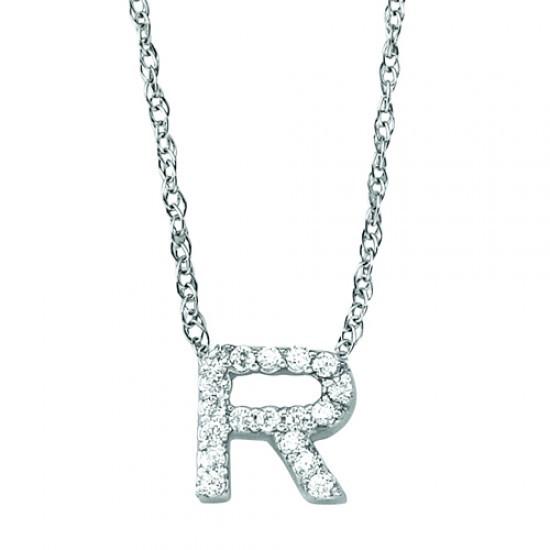 Picture of Harry Chad Enterprises HC11042 0.50 CT Round Diamonds R-Style Pendant Necklace with Chain - 14K White Gold