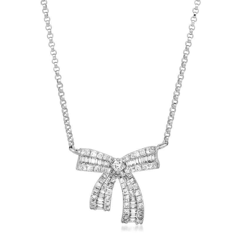 0.50 CT Round Diamonds Pendant Necklace - 14K White Gold