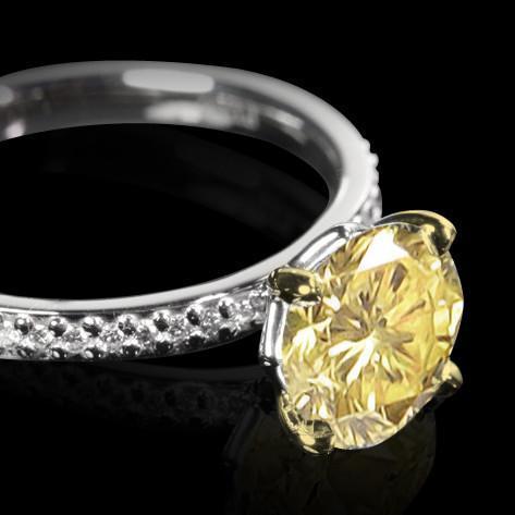 Picture of Harry Chad Enterprises 619 3.25 CT Gorgeous Round Diamond Yellow Canary Ring Diamond Engagement Ring