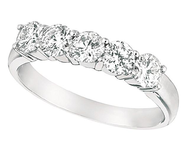 Picture of Harry Chad Enterprises 12388 1 CT 14K Diamonds 5 Five Stone Engagement Ring - White Gold