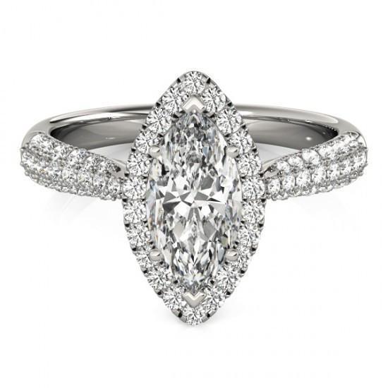Picture of Harry Chad Enterprises 10311 2.25 CT 14K Marquise Center Diamond Engagement Fancy Ring - Solid Gold