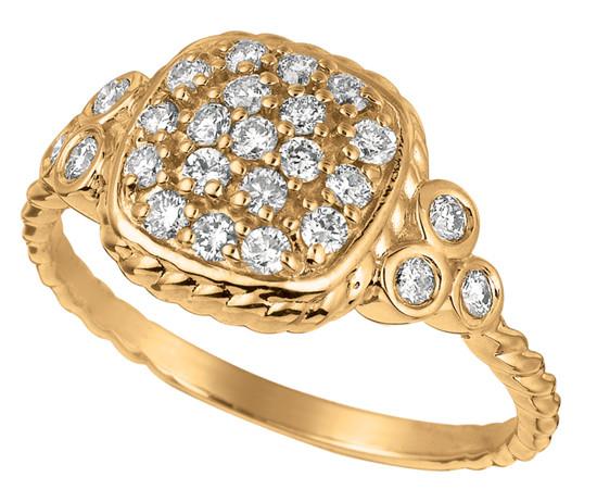 0.59 CT Round Diamond Wedding Anniversary Ring - 14K Yellow Gold - Size 6