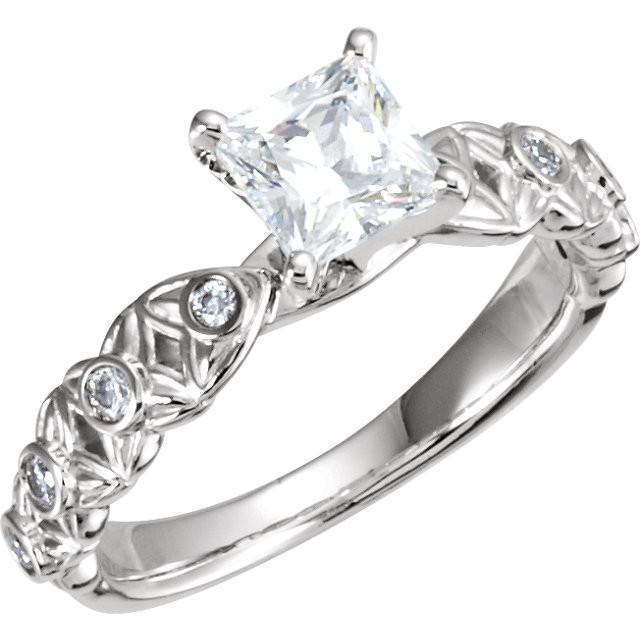 Picture of Harry Chad Enterprises 1456 1.66 CT 14K Princess & Round Brilliant Diamonds Engagement Ring - White Gold