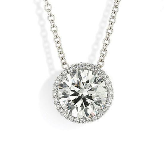 Picture of Harry Chad Enterprises 40332 3.5 Carats 14K Gold White Round Diamond Lady Necklace Pendant