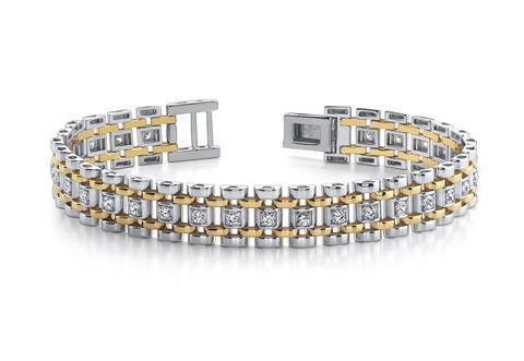 Picture of Harry Chad Enterprises 40365 4.5 CT Two Tone Gold 14K Diamond Men Bracelet