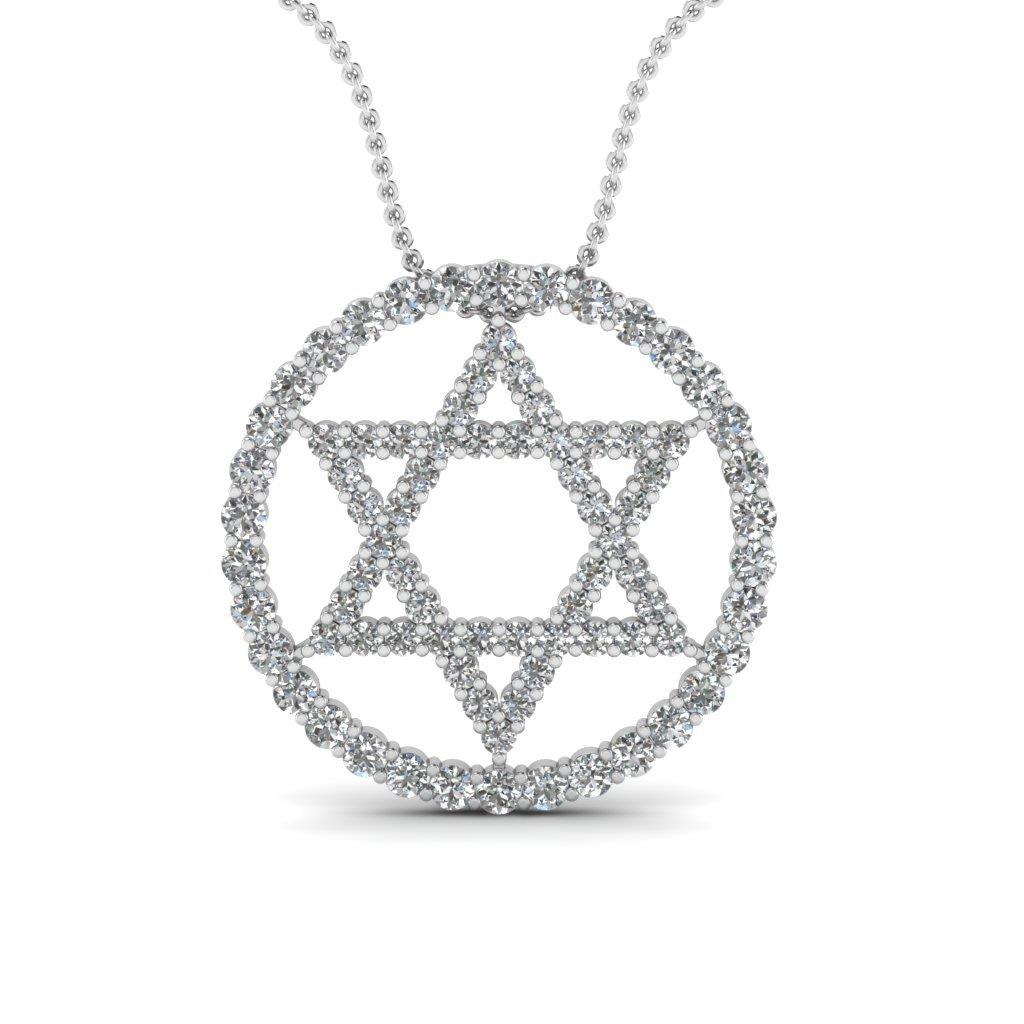 HC11109 4.00 CT G VVS1 Round Cut Diamonds Pendant Necklace - 14K White Gold