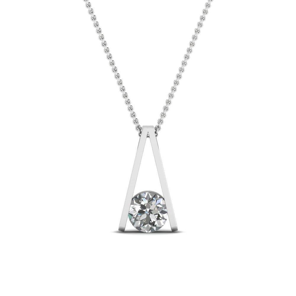 Picture of Harry Chad Enterprises HC11110 1.00 CT Sparkling G VS2 Solitaire Diamond Pendant Necklace - 14K White Gold