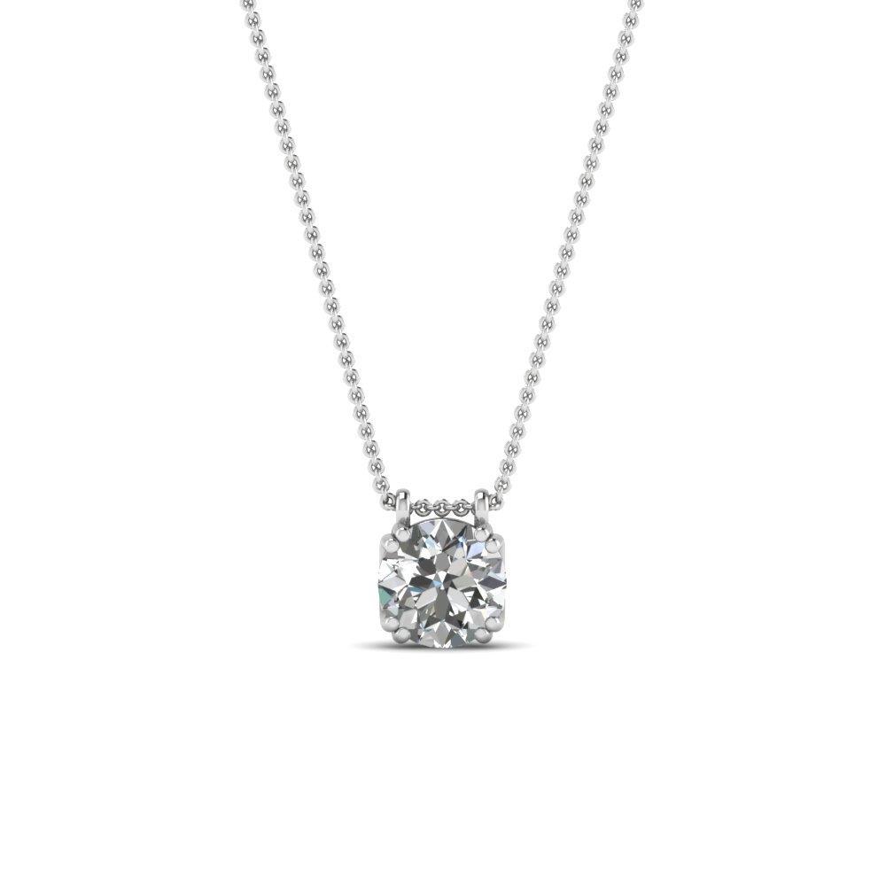 1.00 CT Round Brilliant Cut Diamond Necklace Pendant - 14K White Gold