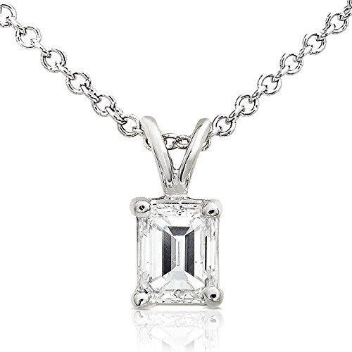 Picture of Harry Chad Enterprises HC11149 1.00 CT G VS2 Sparkling Emerald Cut Diamond Pendant Necklace - 14K White Gold