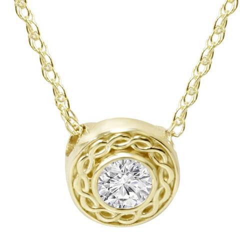 Picture of Harry Chad Enterprises HC11174 1.00 CT Necklace G VS2 Diamond Pendant with Chain - 14K Yellow Gold
