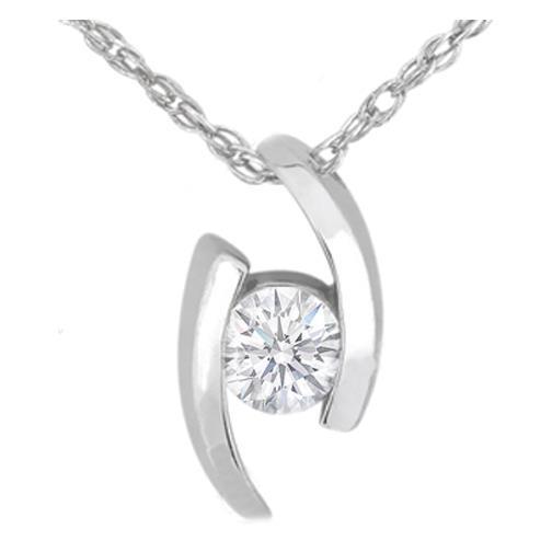 100 CT Natural Bezel Set Round Cut Diamond Pendant Necklace  14K White Gold