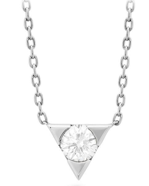 HC11199 0.75 CT Trillion Shape Pendant Necklace Round Cut Diamonds - 14K White Gold