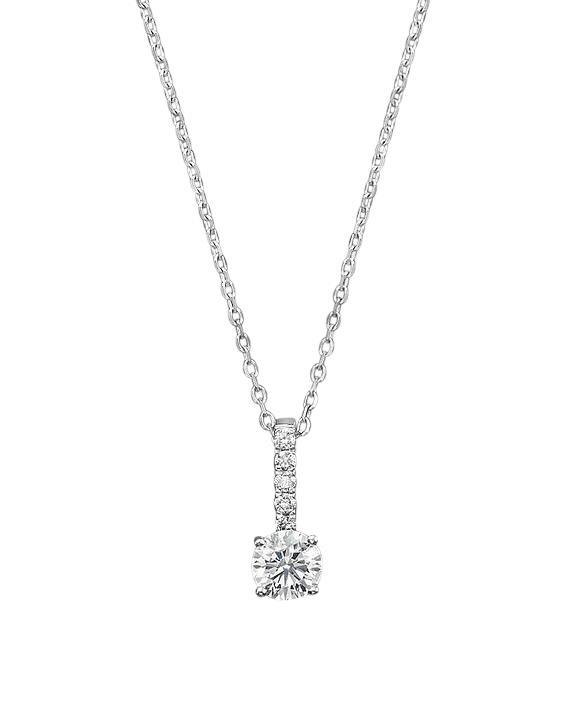 HC11200 1.00 CT Round Cut Diamonds Necklace Pendant with Chain - 14K White Gold