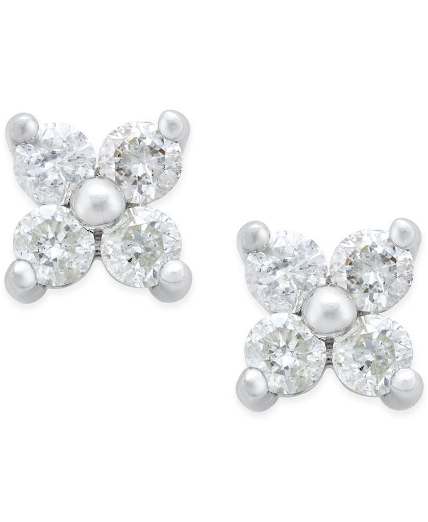2.00 CT Prong Set G VVS1 Diamonds Studs Earrings - 14K White Gold