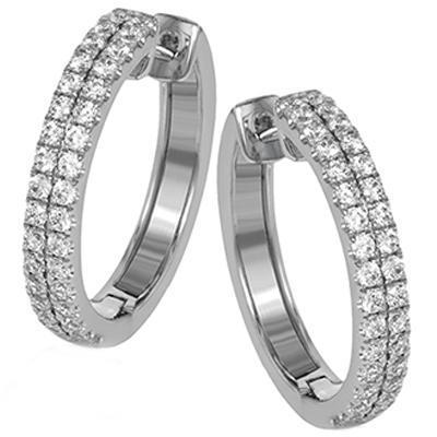 HC11245 3.00 CT Lady Hoop Earrings G VVS1 Round Cut Diamonds - 14K White Gold