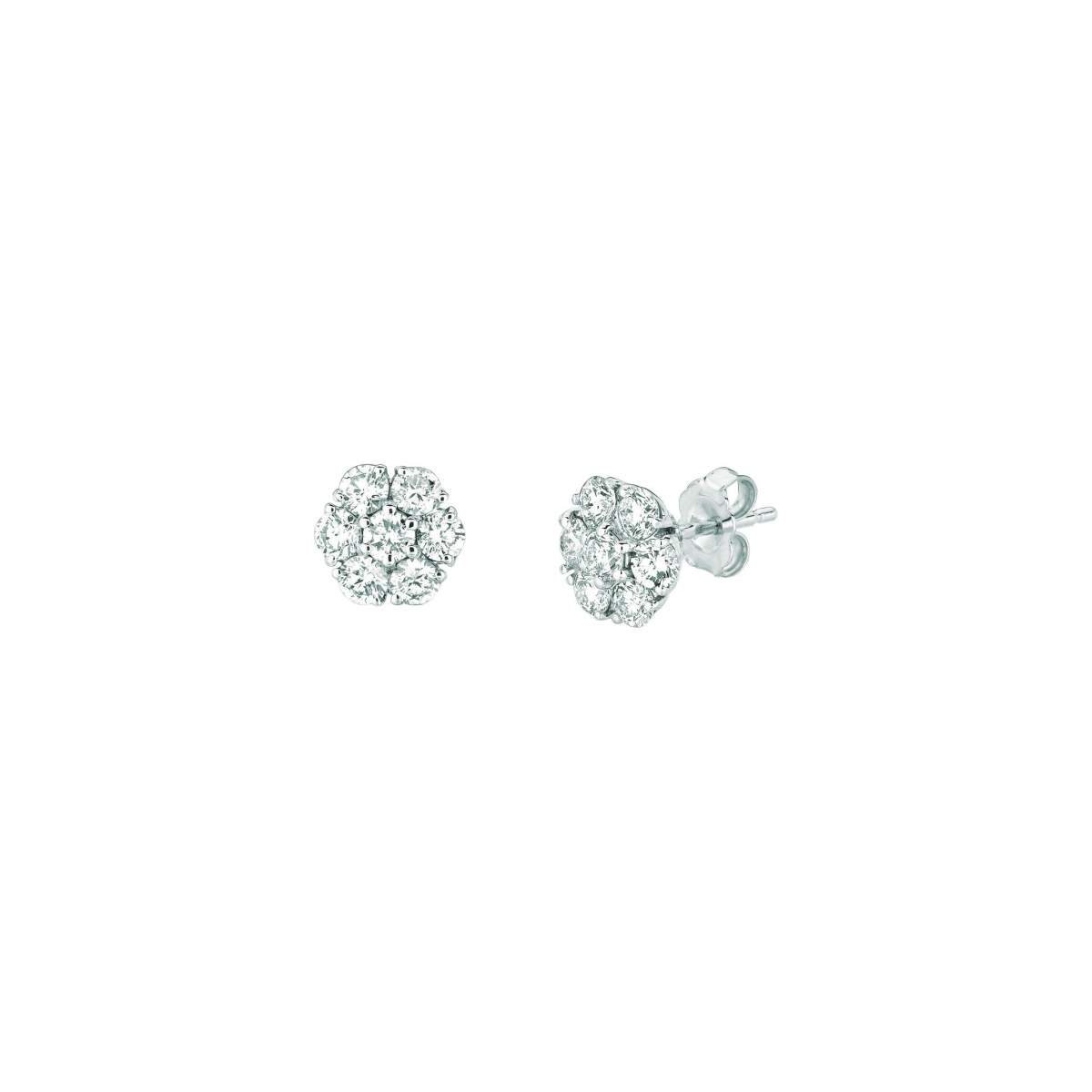 1.04 CT 7 Pointer Stud Diamond Earrings - 14K White
