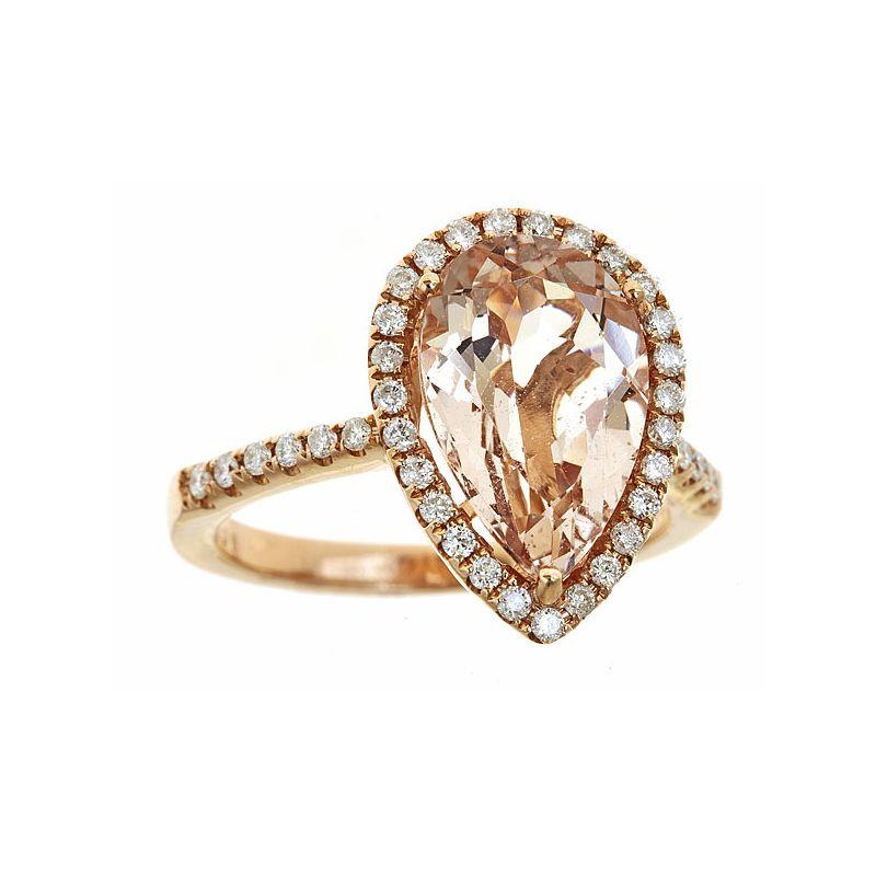 Picture of Harry Chad Enterprises HC13102-6 3.11 CT Morganite Fancy Ring with Small Diamonds - 18K Gold White - Size 6