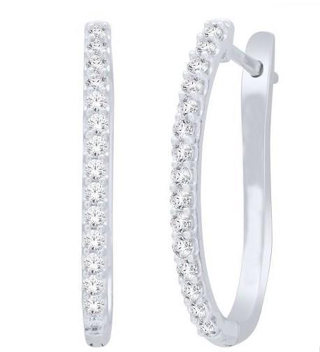 HC11246 2.50 CT Small Round Cut Diamonds Hoop Earrings - 14K White Gold