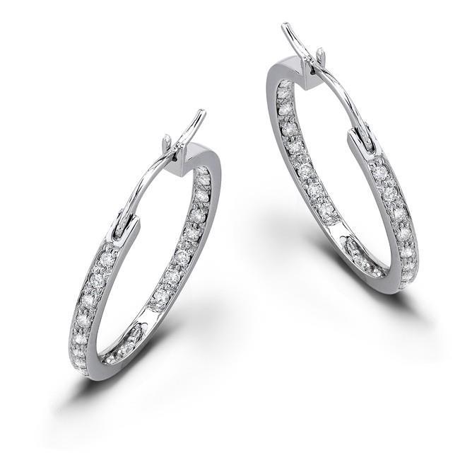 2.70 CT G VVS1 Sparkling Diamonds Hoop Earrings - 14K White Gold