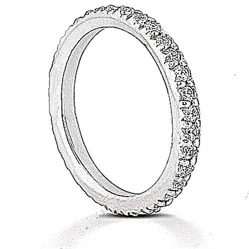 1.5 CT Sparkling Diamonds Wedding Band - 14K White Gold - Size 6.5