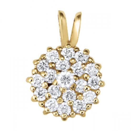 Picture of Harry Chad Enterprises HC12295 1.10 CT Diamonds Circle Pendant Without Chain Necklace - 14K Yellow Gold