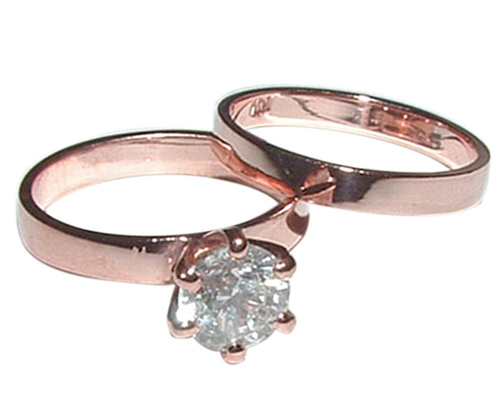1 CT Diamond Engagement Ring Solitaire Wedding Band - 14K Pink Gold - Size 6