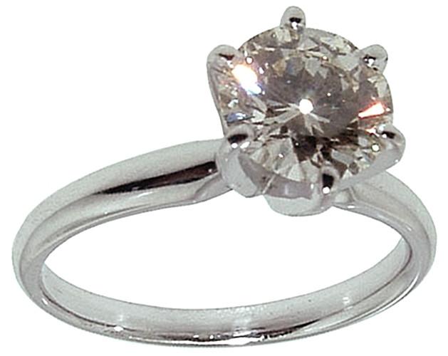 1.01 CT E VVS1 Diamond Solitaire Engagement Ring - 18K White Gold - Size 6