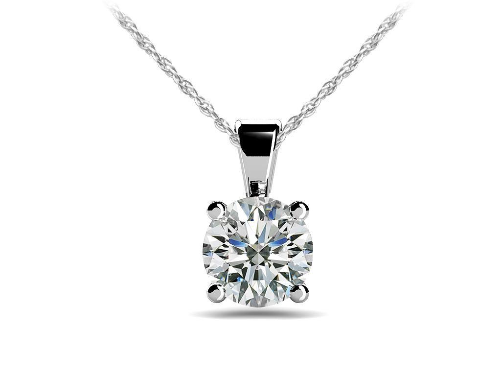 1 CT 14K White Gold G VS2 Solitaire Sparkling Diamond Pendant Necklace