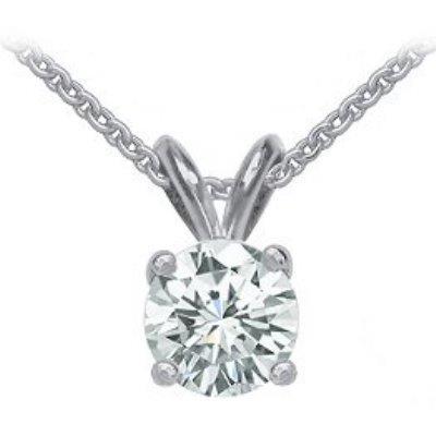 HC10161 1 CT 14K Gold Solitaire Round Cut Diamond Pendant Necklace with Chain