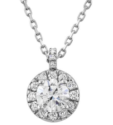 HC10199 1.60 CT 14K White Gold Round Cut Diamond Pendant Necklace with Chain