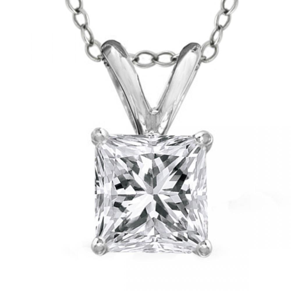 Picture of Harry Chad Enterprises 42343 1.6 Carat F VS1 Four Prong Set Princess Diamond Pendant Necklace