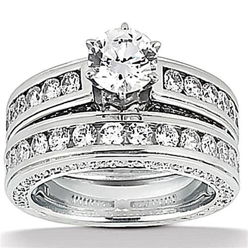 Picture of Harry Chad Enterprises 50231 2.25 Carat F VVS1 Diamonds Engagement Ring & Band Set - 14K White Gold