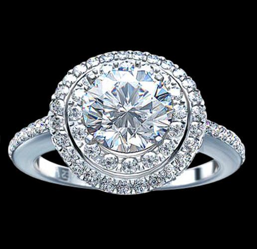 Picture of Harry Chad Enterprises 50217 2.25 Carat Halo Diamonds Engagement Ring - 14K White Gold