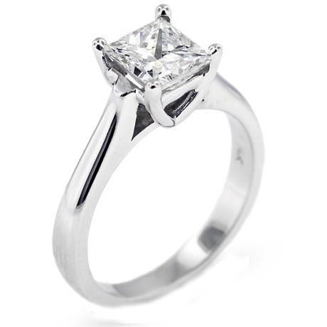 Picture of Harry Chad Enterprises 42146 0.8 Carat Princess Cut Solitaire Diamond Wedding Ring - 14K White Gold