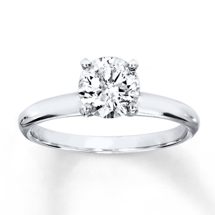 Picture of Harry Chad Enterprises 42122 1 Carat Round Solitaire Diamond Engagement Ring - 14K White Gold