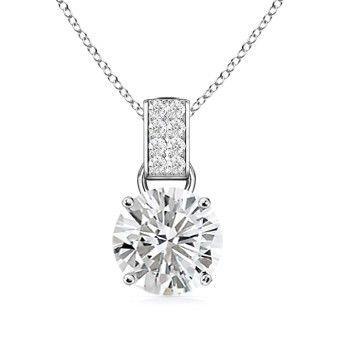 1.30 CT 14K Womens White Gold Round Diamond Pendant Necklace