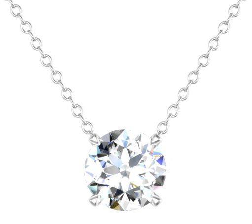 1 CT 14K G-VS2 White Gold Sparkling Diamond Pendant Necklace