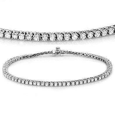 14K White Gold Jewelry 1 Carat Round Diamond Bracelet