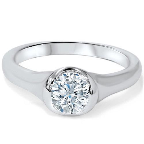 Picture of Harry Chad Enterprises 40906 0.90 Carat Round Cut Solitaire Diamond Wedding Ring - 14K White Gold