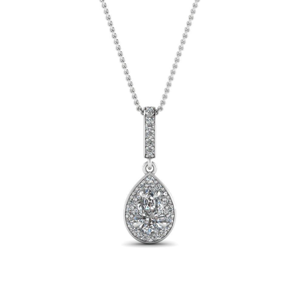 1.20 CT 14K White Gold G-VS2 & VVS1 Diamond Pendant Necklace