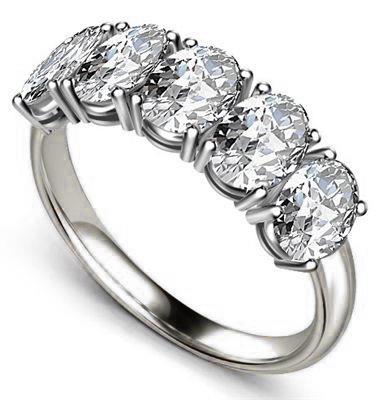 Picture of Harry Chad Enterprises 40605 14K White Gold Jewelry 3.75 Carat Prong Oval Cut Diamond 5 Stone Band
